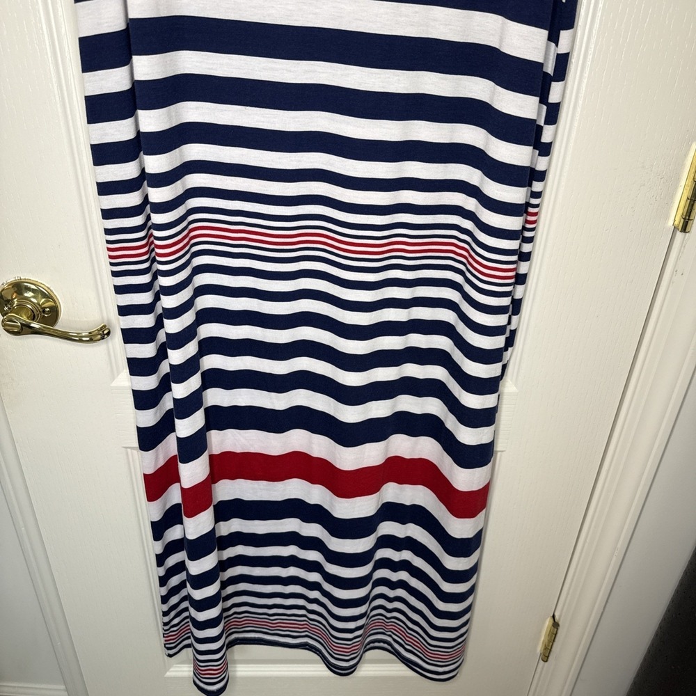 NWT Jennifer Lauren Plus 3X Striped Maxi Dress Navy Red White Sleeveless Tank - Picture 4 of 6